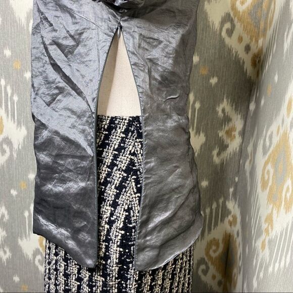 Ralph Lauren Gunmetal Pewter Metallic Pouf Sleeve Stretch Blouse - Picture 15 of 16